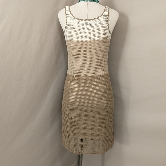 Cotton Crochet Dress Neutral Sleeveless Mod & Sexy - Picture 4 of 10